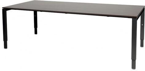 Schaffenburg Domino vergadertafel hoogte instelbaar(62 85cm)met 220x100cm'zwevend'wenge donker 20mm blad en zwart(RAL9011)N poot frame