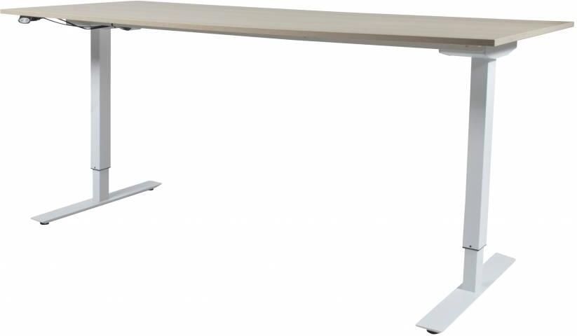 Schaffenburg Electric-T Basic bureau zit-sta (69-116cm) hoogte verstelbaar dmv elektromotor met 160x80cm lindberg eiken 20mm blad en aluminium (RAL9006) frame