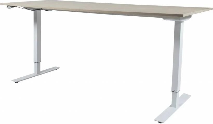 Schaffenburg Electric-T Basic bureau zit-sta (69-116cm) hoogte verstelbaar dmv elektromotor met 180x80cm lindberg eiken 20mm blad en aluminium (RAL9006) frame