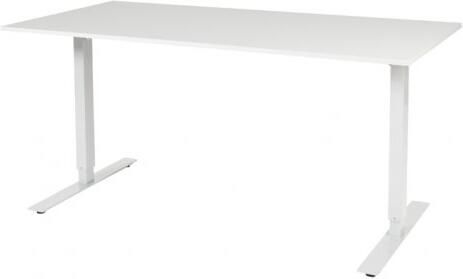 Schaffenburg Electric-T bureau zit-sta (69-116cm) hoogte verstelbaar dmv elektromotoren met 160x80cm licht grijs 20mm blad en wit (RAL9010) frame