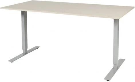 Schaffenburg Electric-T bureau zit-sta (69-116cm) hoogte verstelbaar dmv elektromotoren met 160x80cm lindberg eiken 20mm blad en aluminium (RAL9006) frame