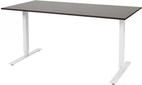 Schaffenburg Electric-T bureau zit-sta (69-116cm) hoogte verstelbaar dmv elektromotoren met 160x80cm wenge donker 20mm blad en wit (RAL9010) frame