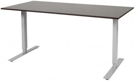 Schaffenburg Electric-T bureau zit-sta (69-116cm) hoogte verstelbaar dmv elektromotoren met 160x80cm wenge donker 20mm blad en aluminium (RAL9006) frame