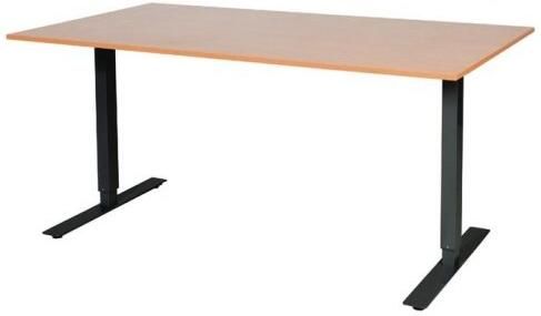 Schaffenburg Electric-T bureau zit-sta (69-116cm) hoogte verstelbaar dmv elektromotoren met 160x90cm kersen licht 20mm blad en zwart (RAL9011) frame