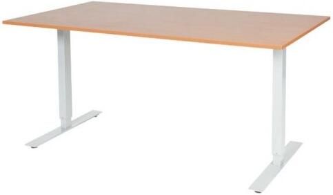 Schaffenburg Electric-T bureau zit-sta (69-116cm) hoogte verstelbaar dmv elektromotoren met 160x90cm kersen licht 20mm blad en wit (RAL9010) frame