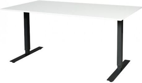 Schaffenburg Electric-T bureau zit-sta (69-116cm) hoogte verstelbaar dmv elektromotoren met 160x90cm krijtwit 20mm blad en zwart (RAL9011) frame
