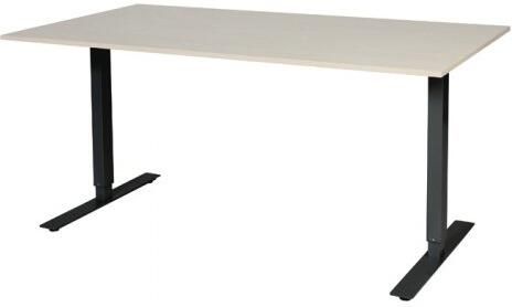 Schaffenburg Electric-T bureau zit-sta (69-116cm) hoogte verstelbaar dmv elektromotoren met 160x90cm lindberg eiken 20mm blad en zwart (RAL9011) frame