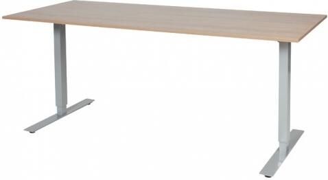 Schaffenburg Electric-T bureau zit-sta (69-116cm) hoogte verstelbaar dmv elektromotoren met 180x80cm kersen licht 20mm blad en aluminium (RAL9006) frame
