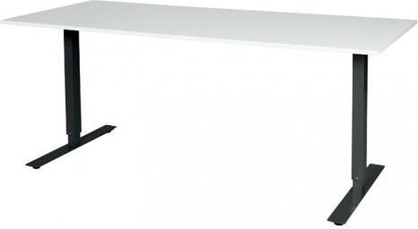 Schaffenburg Electric-T bureau zit-sta (69-116cm) hoogte verstelbaar dmv elektromotoren met 180x80cm licht grijs 20mm blad en zwart (RAL9011) frame