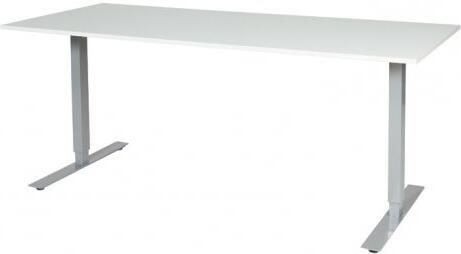 Schaffenburg Electric-T bureau zit-sta (69-116cm) hoogte verstelbaar dmv elektromotoren met 180x80cm licht grijs 20mm blad en aluminium (RAL9006) frame