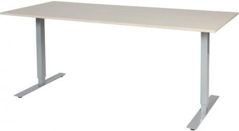 Schaffenburg Electric-T bureau zit-sta (69-116cm) hoogte verstelbaar dmv elektromotoren met 180x80cm lindberg eiken 20mm blad en aluminium (RAL9006) frame