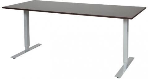 Schaffenburg Electric-T bureau zit-sta (69-116cm) hoogte verstelbaar dmv elektromotoren met 180x80cm wenge donker 20mm blad en aluminium (RAL9006) frame