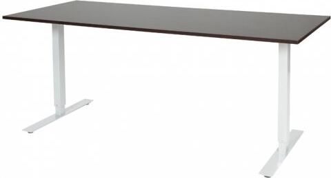 Schaffenburg Electric-T bureau zit-sta (69-116cm) hoogte verstelbaar dmv elektromotoren met 180x80cm wenge donker 20mm blad en wit (RAL9010) frame
