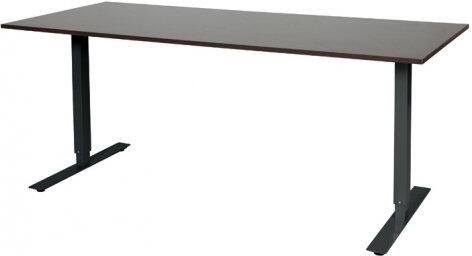 Schaffenburg Electric-T bureau zit-sta (69-116cm) hoogte verstelbaar dmv elektromotoren met 180x80cm wenge donker 20mm blad en zwart (RAL9011) frame