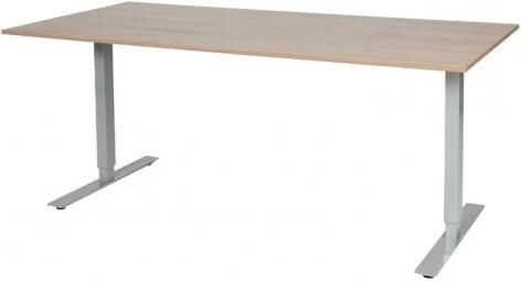 Schaffenburg Electric-T bureau zit-sta (69-116cm) hoogte verstelbaar dmv elektromotoren met 180x90cm kersen licht 20mm blad en aluminium (RAL9006) frame
