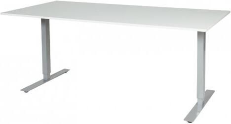 Schaffenburg Electric-T bureau zit-sta (69-116cm) hoogte verstelbaar dmv elektromotoren met 180x90cm krijtwit 20mm blad en aluminium (RAL9006) frame