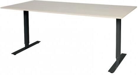 Schaffenburg Electric-T bureau zit-sta (69-116cm) hoogte verstelbaar dmv elektromotoren met 180x90cm lindberg eiken 20mm blad en zwart (RAL9011) frame