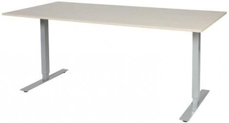 Schaffenburg Electric-T bureau zit-sta (69-116cm) hoogte verstelbaar dmv elektromotoren met 180x90cm lindberg eiken 20mm blad en aluminium (RAL9006) frame