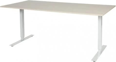 Schaffenburg Electric-T bureau zit-sta (69-116cm) hoogte verstelbaar dmv elektromotoren met 180x90cm lindberg eiken 20mm blad en wit (RAL9010) frame