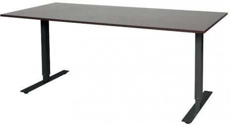 Schaffenburg Electric-T bureau zit-sta (69-116cm) hoogte verstelbaar dmv elektromotoren met 180x90cm wenge donker 20mm blad en zwart (RAL9011) frame