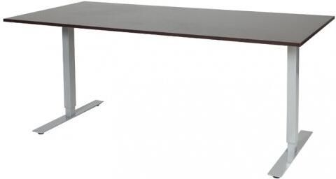 Schaffenburg Electric-T bureau zit-sta (69-116cm) hoogte verstelbaar dmv elektromotoren met 180x90cm wenge donker 20mm blad en aluminium (RAL9006) frame