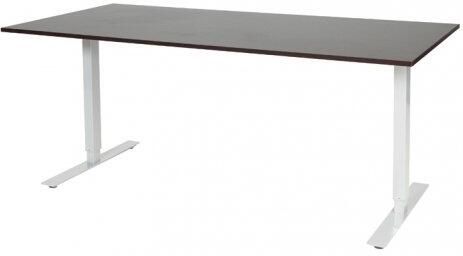 Schaffenburg Electric-T bureau zit-sta (69-116cm) hoogte verstelbaar dmv elektromotoren met 180x90cm wenge donker 20mm blad en wit (RAL9010) frame