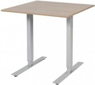 Schaffenburg Electric-T bureau zit-sta (69-116cm) hoogte verstelbaar dmv elektromotoren met 80x80cm kersen licht 20mm blad en aluminium (RAL9006) frame