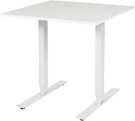 Schaffenburg Electric-T bureau zit-sta (69-116cm) hoogte verstelbaar dmv elektromotoren met 80x80cm licht grijs 20mm blad en wit (RAL9010) frame