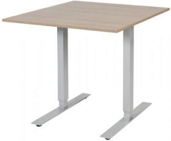 Schaffenburg Electric-T bureau zit-sta (69-116cm) hoogte verstelbaar dmv elektromotoren met 80x90cm kersen licht 20mm blad en aluminium (RAL9006) frame