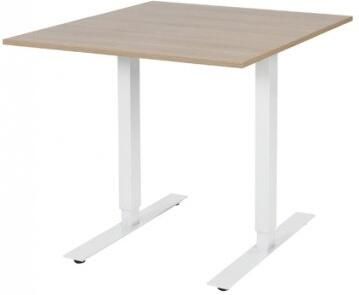 Schaffenburg Electric-T bureau zit-sta (69-116cm) hoogte verstelbaar dmv elektromotoren met 80x90cm kersen licht 20mm blad en wit (RAL9010) frame