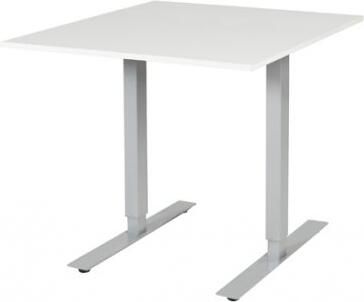 Schaffenburg Electric-T bureau zit-sta (69-116cm) hoogte verstelbaar dmv elektromotoren met 80x90cm licht grijs 20mm blad en aluminium (RAL9006) frame
