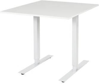 Schaffenburg Electric-T bureau zit-sta (69-116cm) hoogte verstelbaar dmv elektromotoren met 80x90cm licht grijs 20mm blad en wit (RAL9010) frame