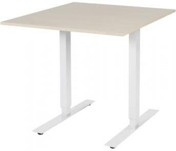 Schaffenburg Electric-T bureau zit-sta (69-116cm) hoogte verstelbaar dmv elektromotoren met 80x90cm lindberg eiken 20mm blad en wit (RAL9010) frame
