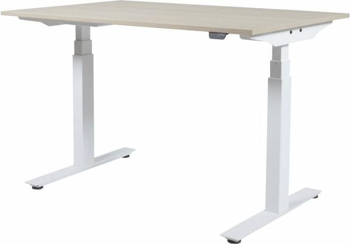 Schaffenburg Electric-T Plus bureau zit-sta (64-130cm) hoogte verstelbaar dmv elektromotoren met 140x80cm lindberg eiken 20mm blad en aluminium (RAL9006) frame