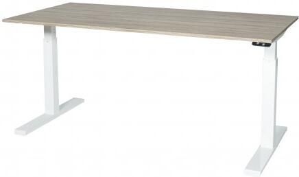 Schaffenburg Icons T-poot bureau zit-sta (62-130cm) hoogte verstelbaar dmv elektromotor met 160x80cm lindberg eiken 20mm blad en aluminium (RAL9006) frame