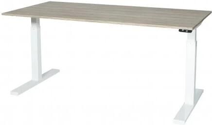 Schaffenburg Icons T-poot bureau zit-sta (62-130cm) hoogte verstelbaar dmv elektromotor met 200x80cm lindberg eiken 20mm blad en aluminium (RAL9006) frame