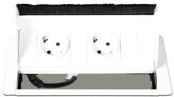 Schaffenburg Inbouw klepunit Model Horizontal 2x 230V en 2x USB (cat6) aluminium incl. aansluitkabel type gst18