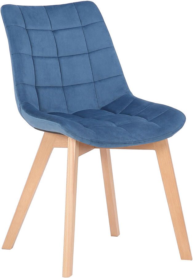 KantoormeubelenPlus Bezoekers Eetkamerstoel Heinola Fluweel Blauw