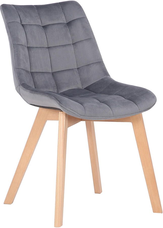 KantoormeubelenPlus Bezoekers Eetkamerstoel Heinola Fluweel Grijs