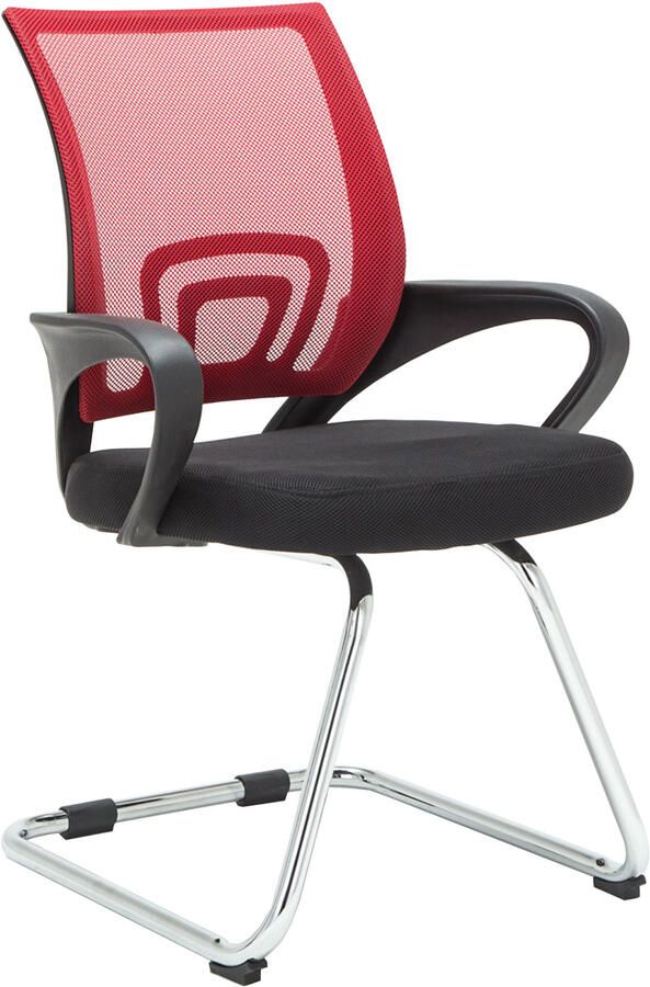 KantoormeubelenPlus Bezoekers Vergaderstoel Ringsted slede frame Rood Mesh
