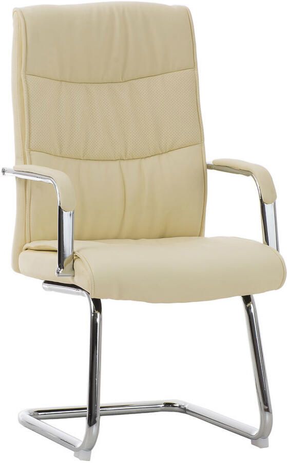KantoormeubelenPlus Bezoekers Vergaderstoel Vesthimmerland Kunstleer slede frame Crème