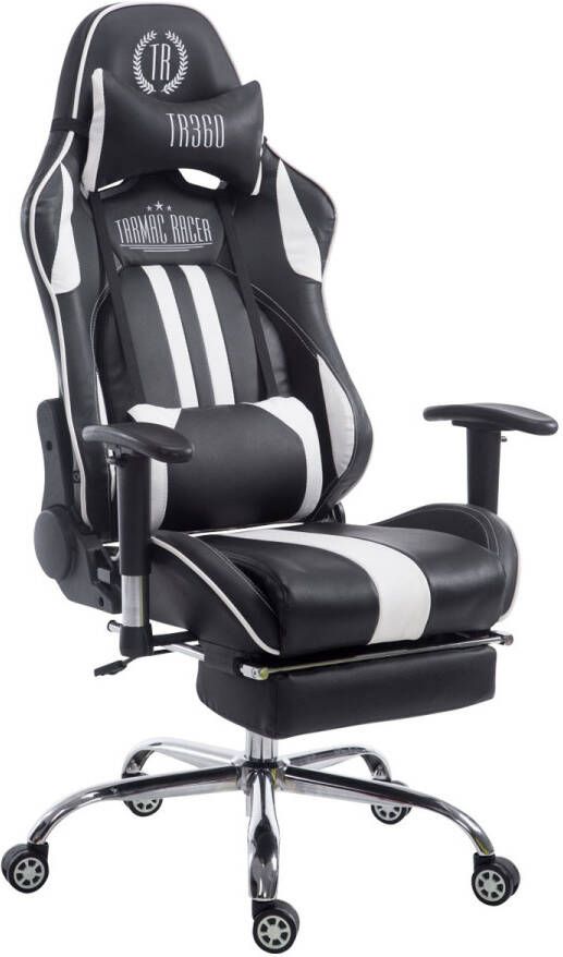 KantoormeubelenPlus Racing Gaming Bureaustoel Kerimaki Kunstleer met voetensteun Zwart Wit
