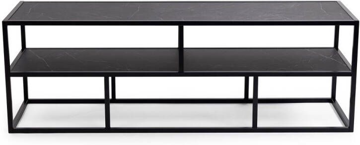 KantoormeubelenPlus Stalux Tv-meubel'Luuk'150cm kleur zwart zwart marmer