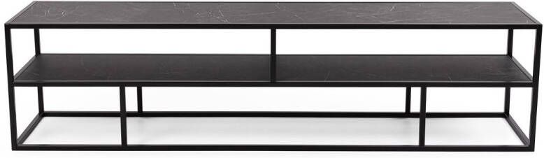 KantoormeubelenPlus Stalux Tv-meubel'Luuk'200cm kleur zwart zwart marmer