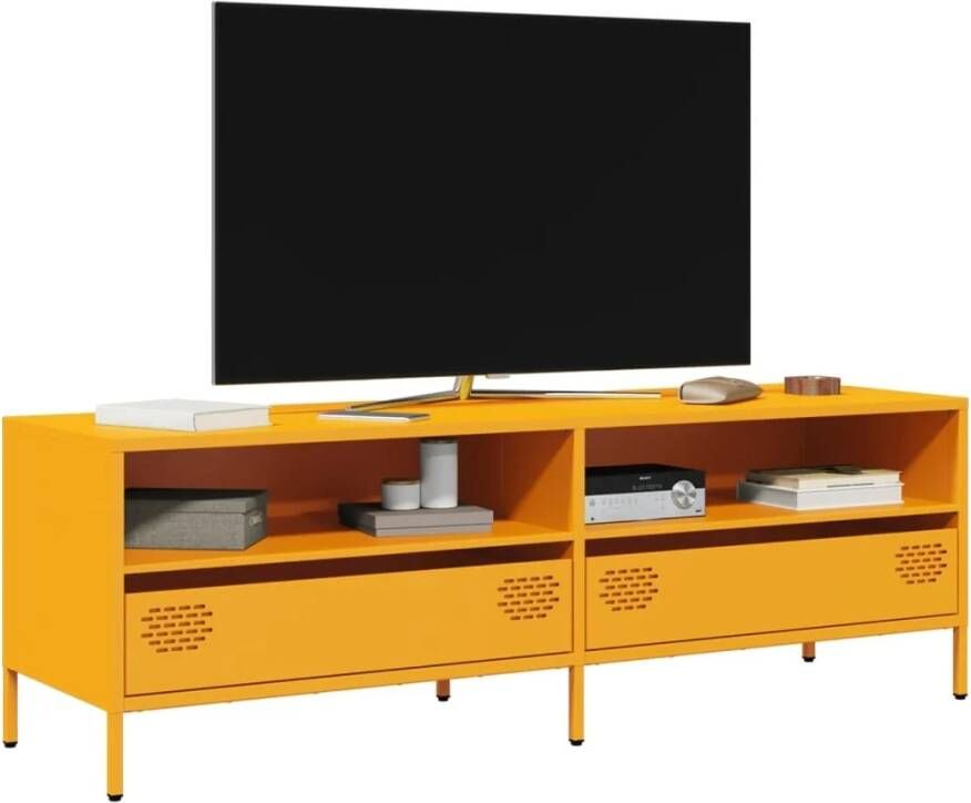 Tv-meubel 135x39x43 5 cm koudgewalst staal mosterdgeel