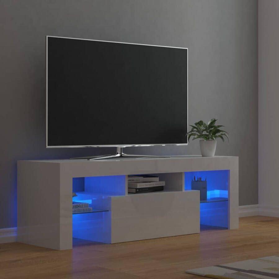 VidaXL Tv-meubel met LED-verlichting 120x35x40 cm hoogglans wit