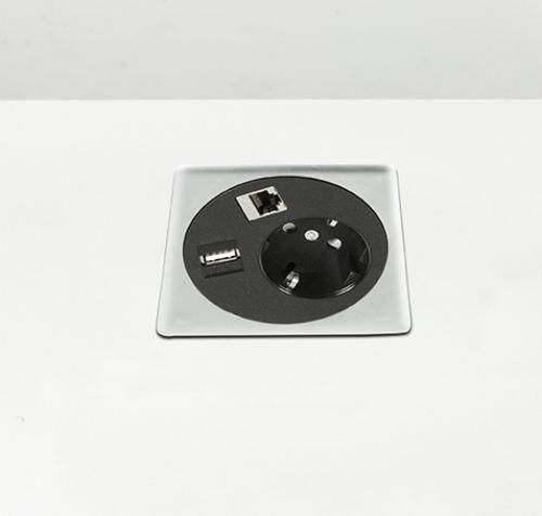 Schaffenburg Meyer Netboxpoint inbouw-unit 1x 230V 1x Data (Cat6) en 1x USB inclusief koppelkabel 1meter wit