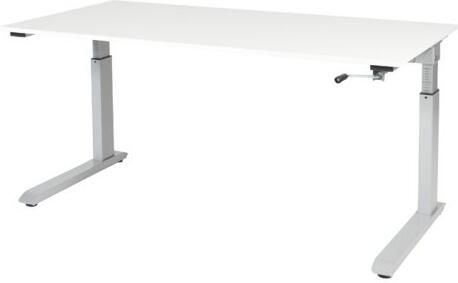 Schaffenburg Othello C-poot bureau hoogte verstelbaar (62-85cm) dmv slinger met 160x80cm krijtwit 20mm blad en aluminium (RAL9006) frame