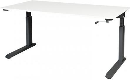 Schaffenburg Othello C-poot bureau hoogte verstelbaar (62-85cm) dmv slinger met 160x80cm licht grijs 20mm blad en zwart (RAL9011) frame