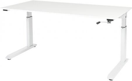 Schaffenburg Othello C-poot bureau hoogte verstelbaar (62-85cm) dmv slinger met 160x80cm licht grijs 20mm blad en wit (RAL9010) frame